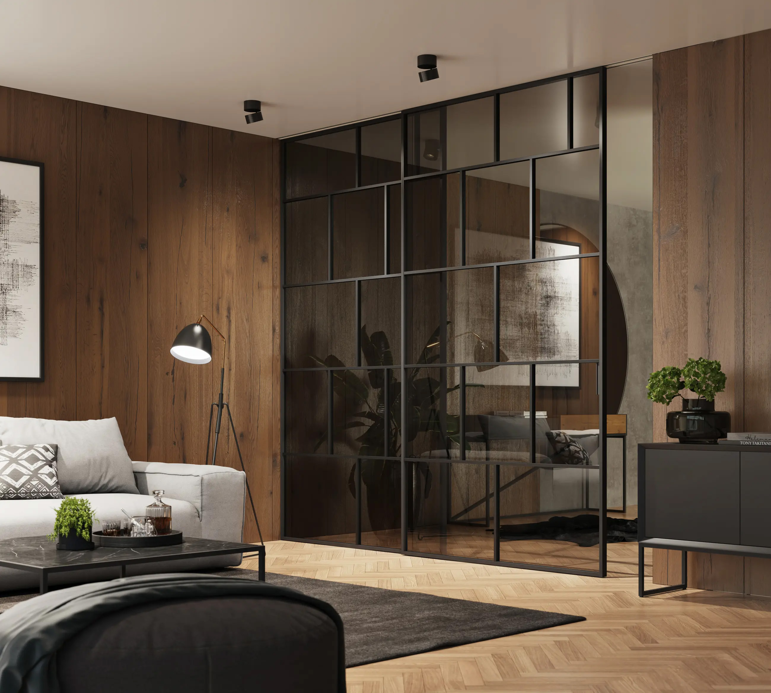 Posuvné dveře IDEALINE CHESS v posuvu do stropu PREMIUM