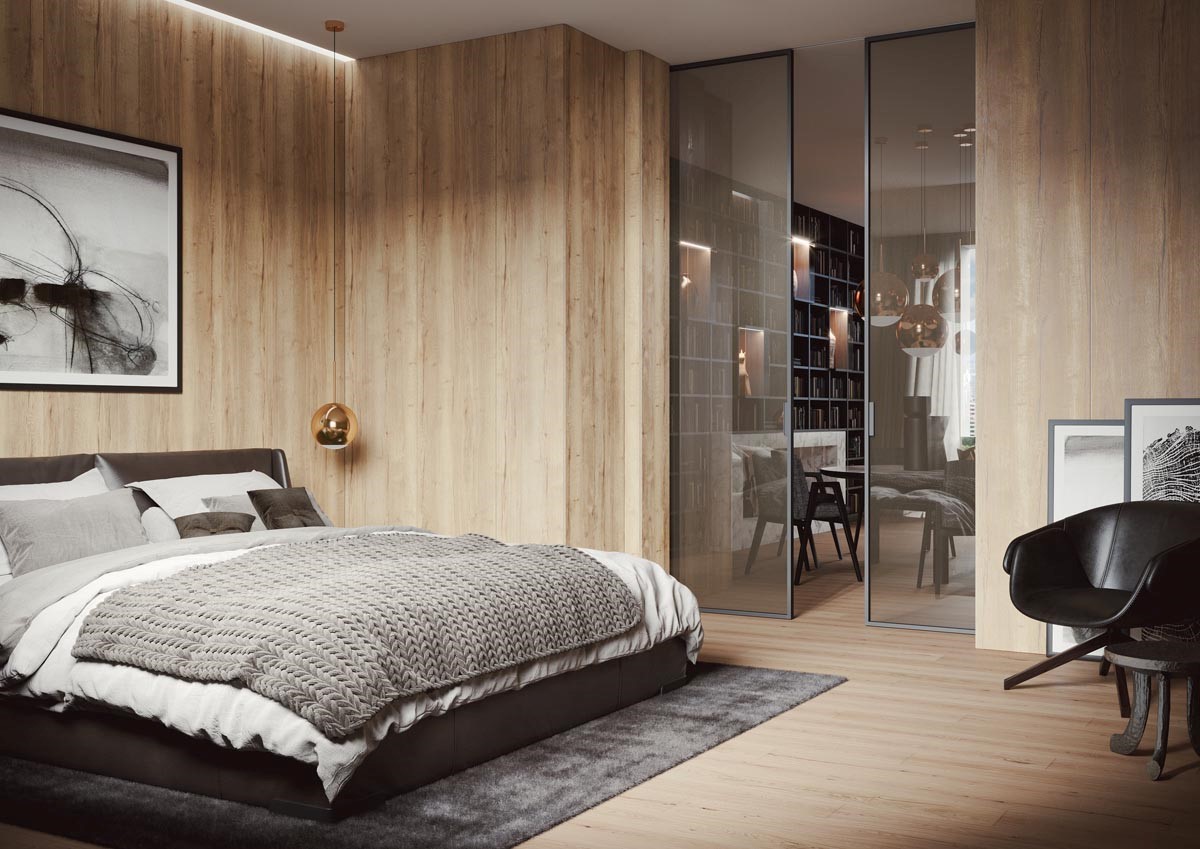 Posuvné dveře IDEANET v posuvu do stropu PREMIUM, obklad stěny EFEKTA