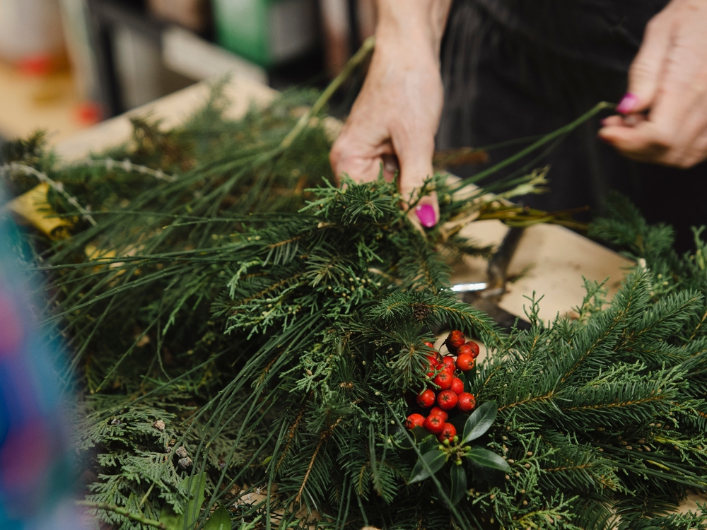 zelená vánoční dekorace