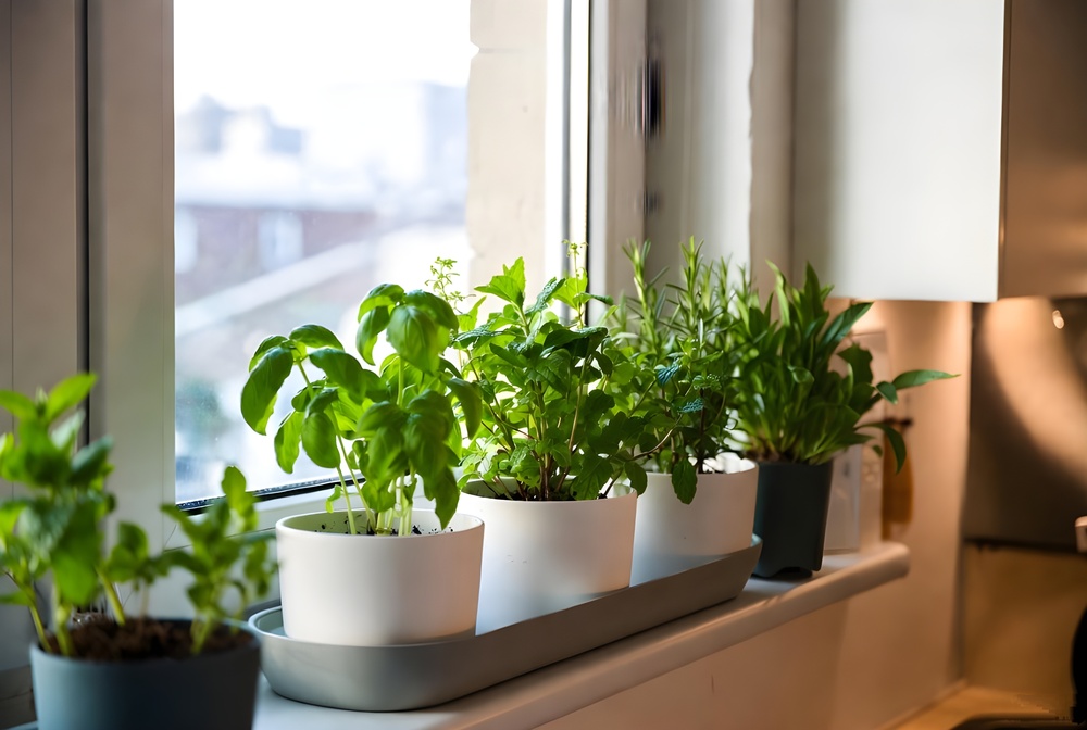 bylinky na parapetu
