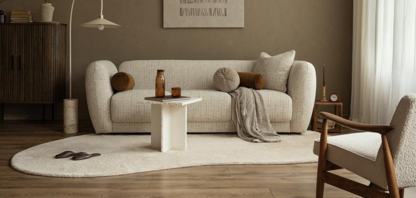 krémový obývací pokoj