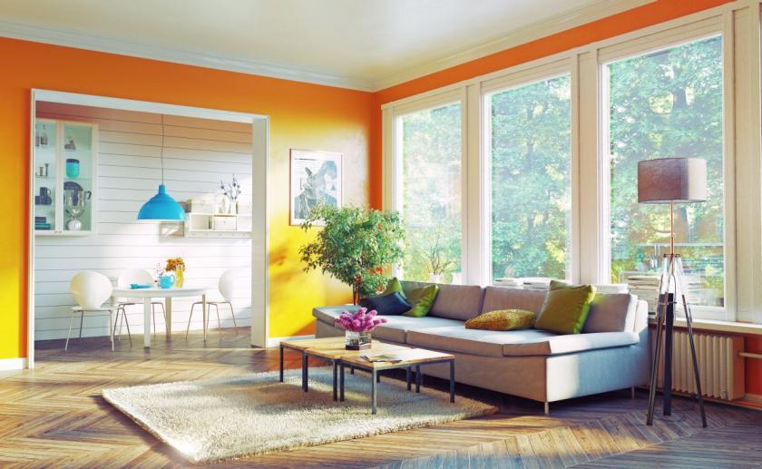 oranžový obývací pokoj