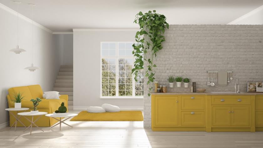 skandinávský styl bydlení ve žluté